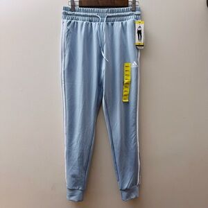 Adidas Light Blue Track Joggers with White Stripes